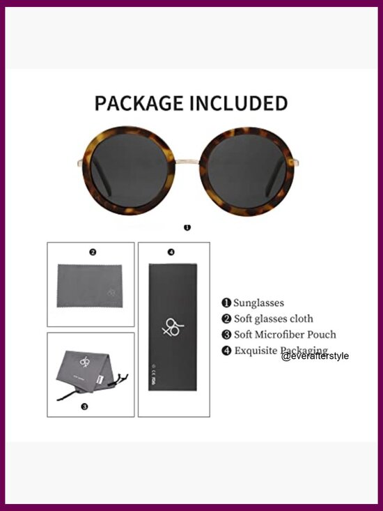 Polarized Retro Round Sunglasses with UV Protection, Metal Frame main image 5